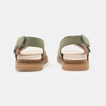 صندل مفتوح من الجلد الأخضر الكاكي الأخضر للأولاد